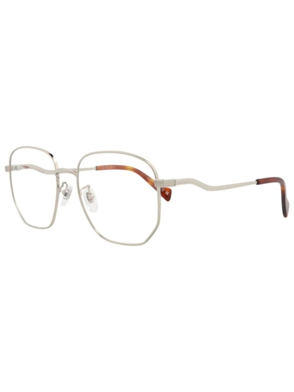 New Gucci Women's Eyeglasses Square Rectangle Metal Frame Silver Silver